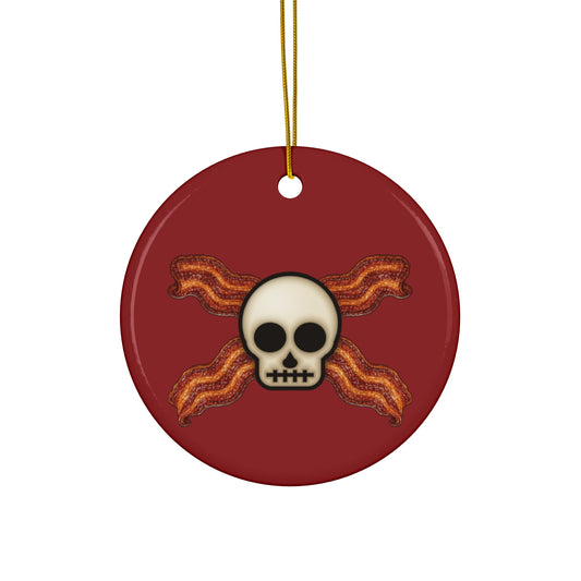 Bacon Jolly Roger Ceramic Christmas Ornament