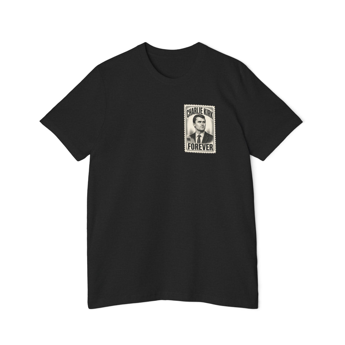 Charlie Kirk Prove Me Wrong Lightweight Tee in Solid Black Blend – flat front