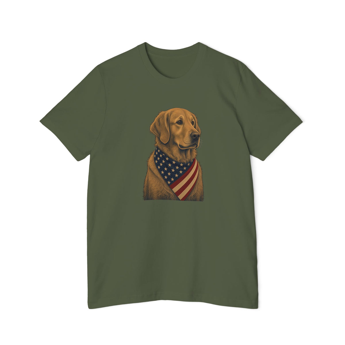 Patriotic Golden Retriever American Flag Bandana Lightweight Tee