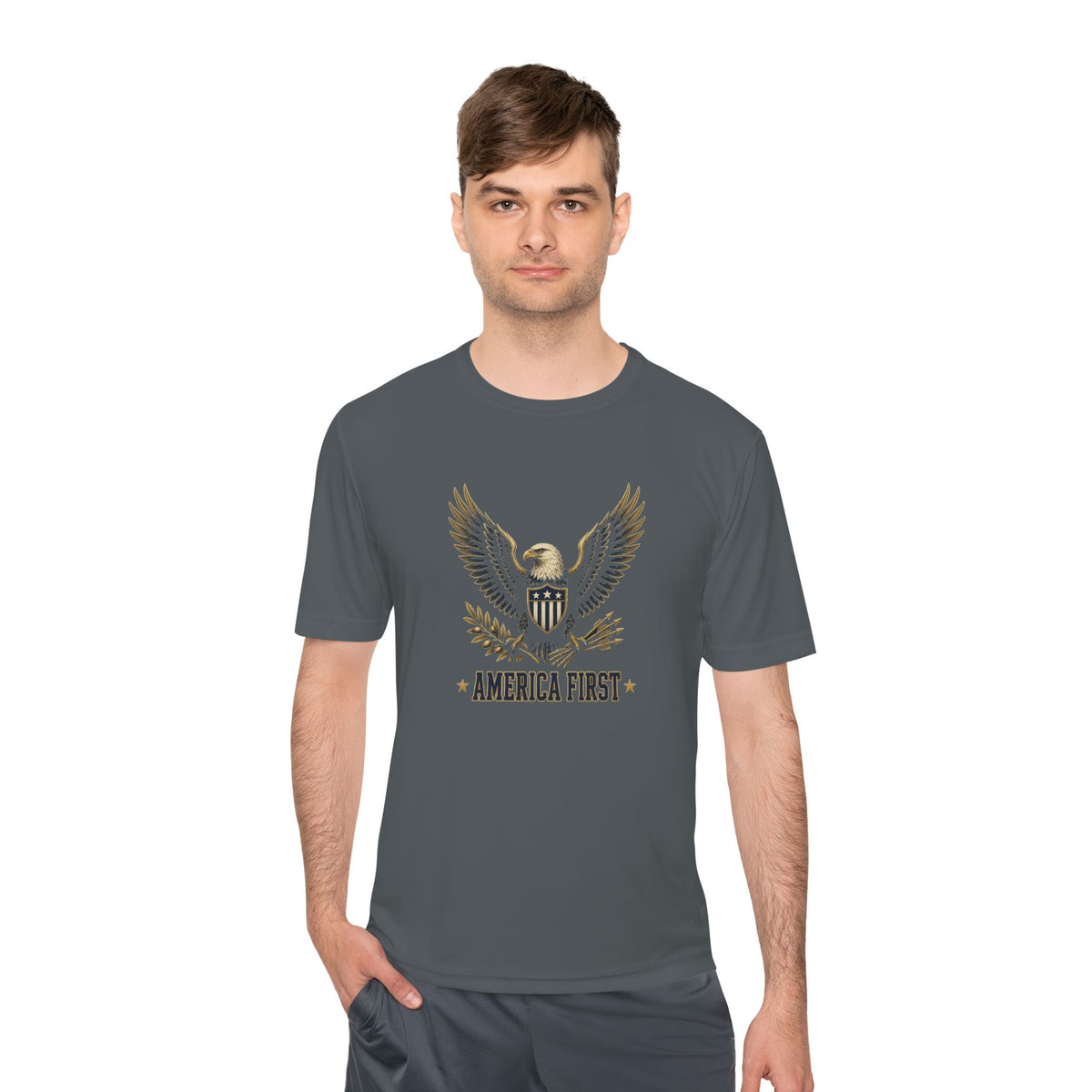 America First Eagle Men's Dry-Fit Performance Tee
