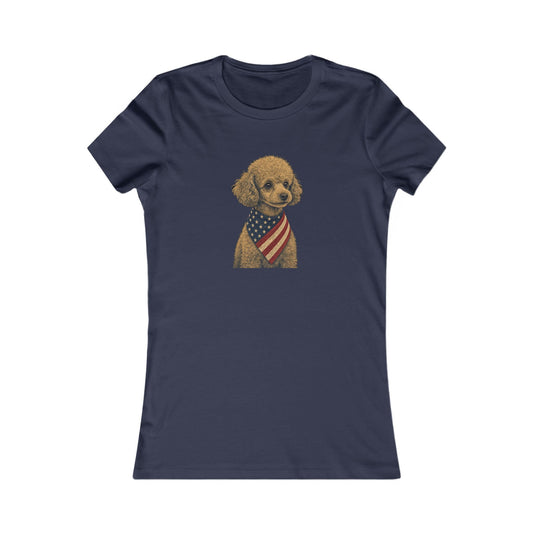 Patriotic Toy Poodle American Flag Bandana Women's Slim Fit Tee