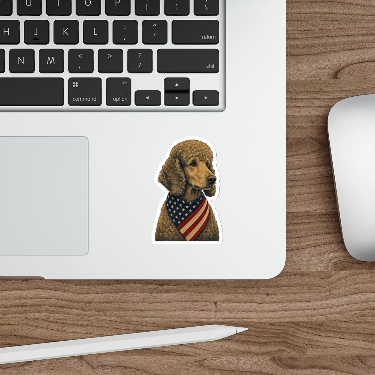 Patriotic Poodle American Flag Bandana Die-Cut Sticker
