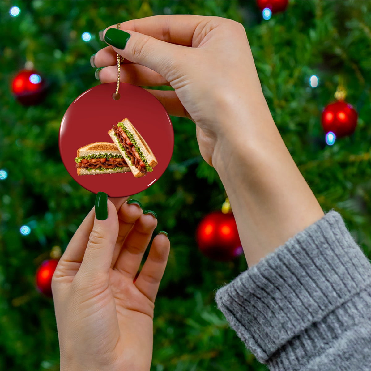 BLT Bacon Sandwich Ceramic Christmas Ornament