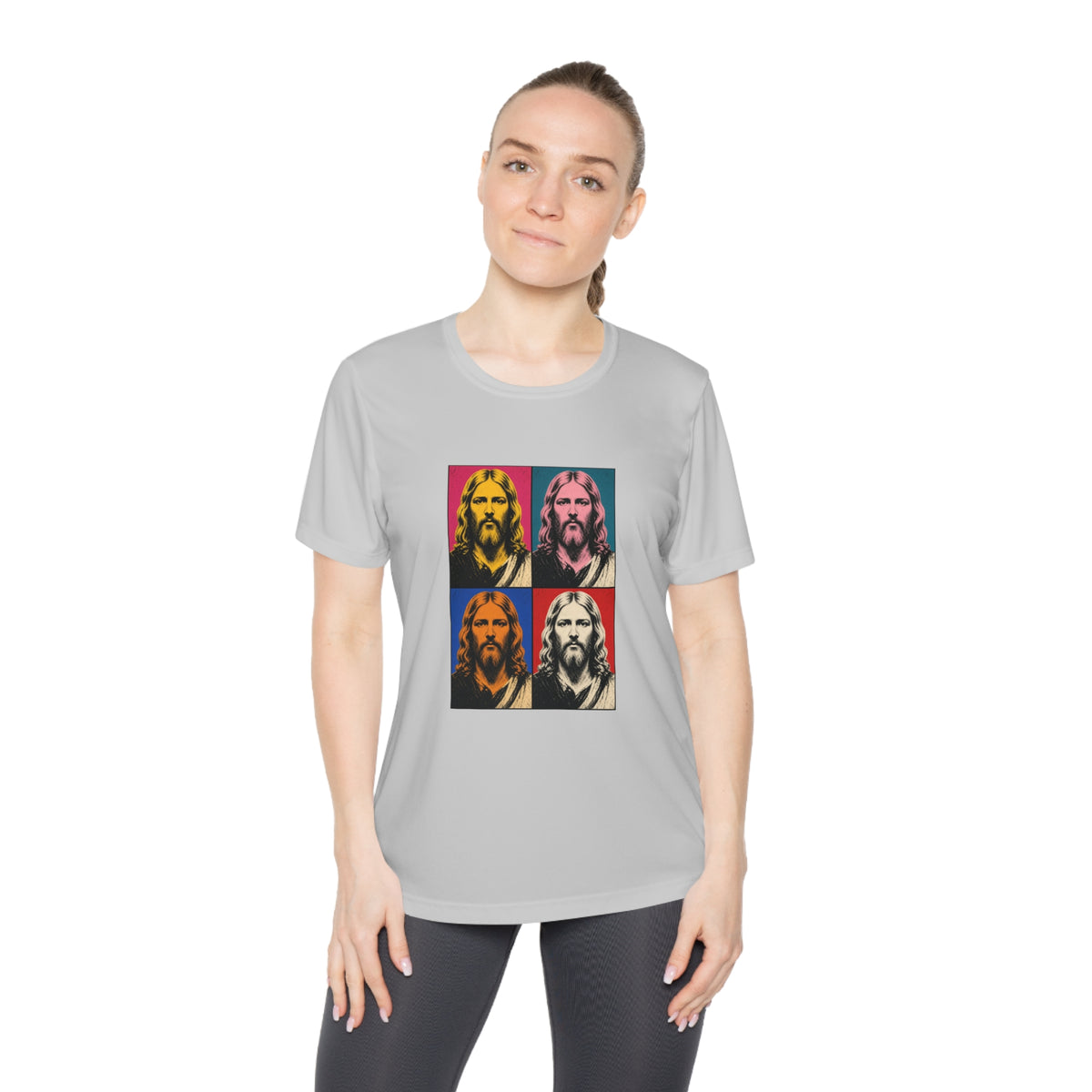 Jesus Pop Art Grid Women's Dry-Fit Performance Tee