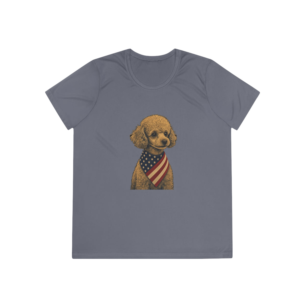 Patriotic Toy Poodle American Flag Bandana Women's Dry-Fit Performance Tee