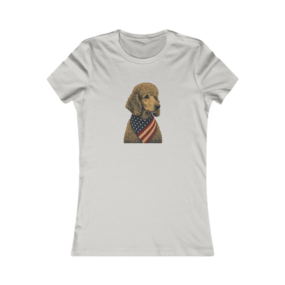 Patriotic Poodle American Flag Bandana Women's Slim Fit Tee