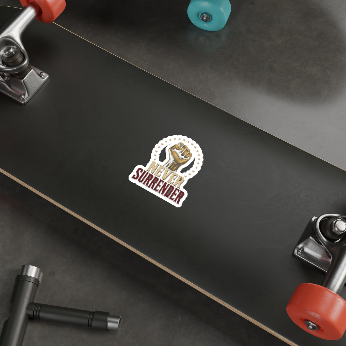 Never Surrender Gold Fist Die-Cut Sticker