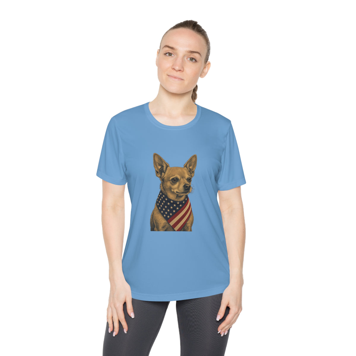 Patriotic Chihuahua American Flag Bandana Women's Dry-Fit Performance Tee