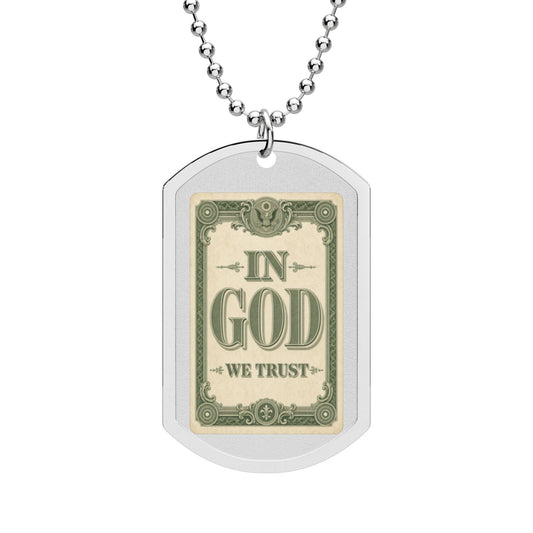 In God We Trust Card Dog Tag Necklace