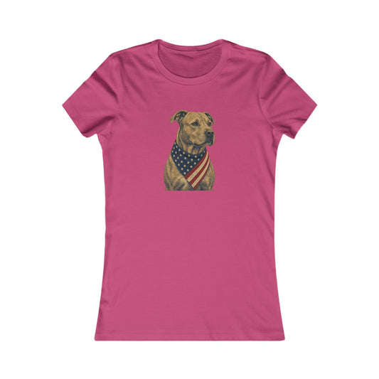 Patriotic Pit Bull American Flag Bandana Women's Slim Fit Tee