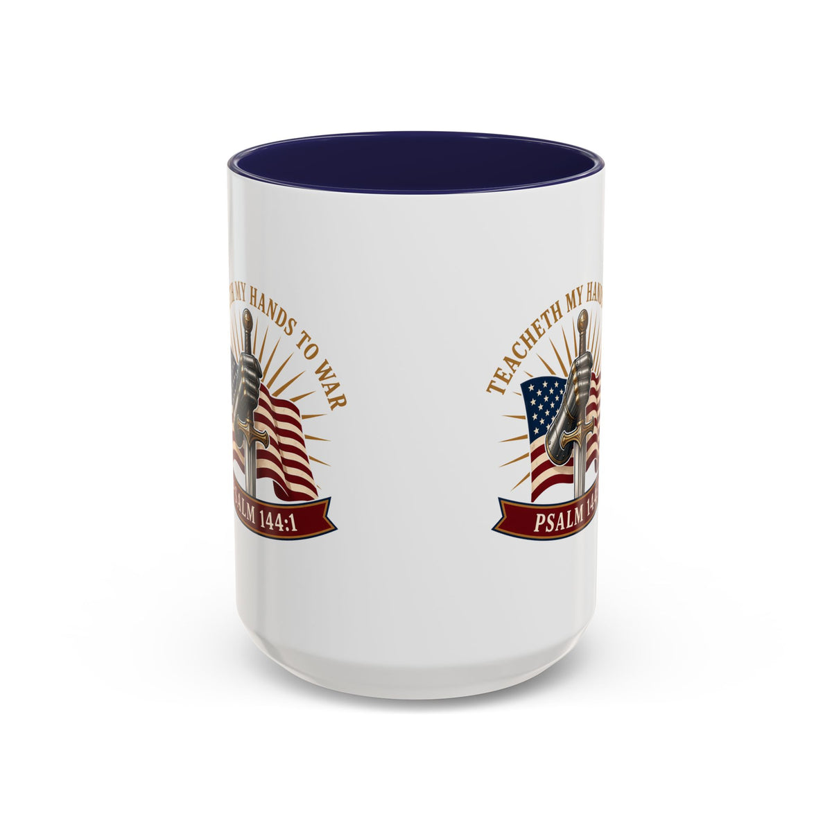 Gauntlet & Flag Psalm 144:1 Accent Mug