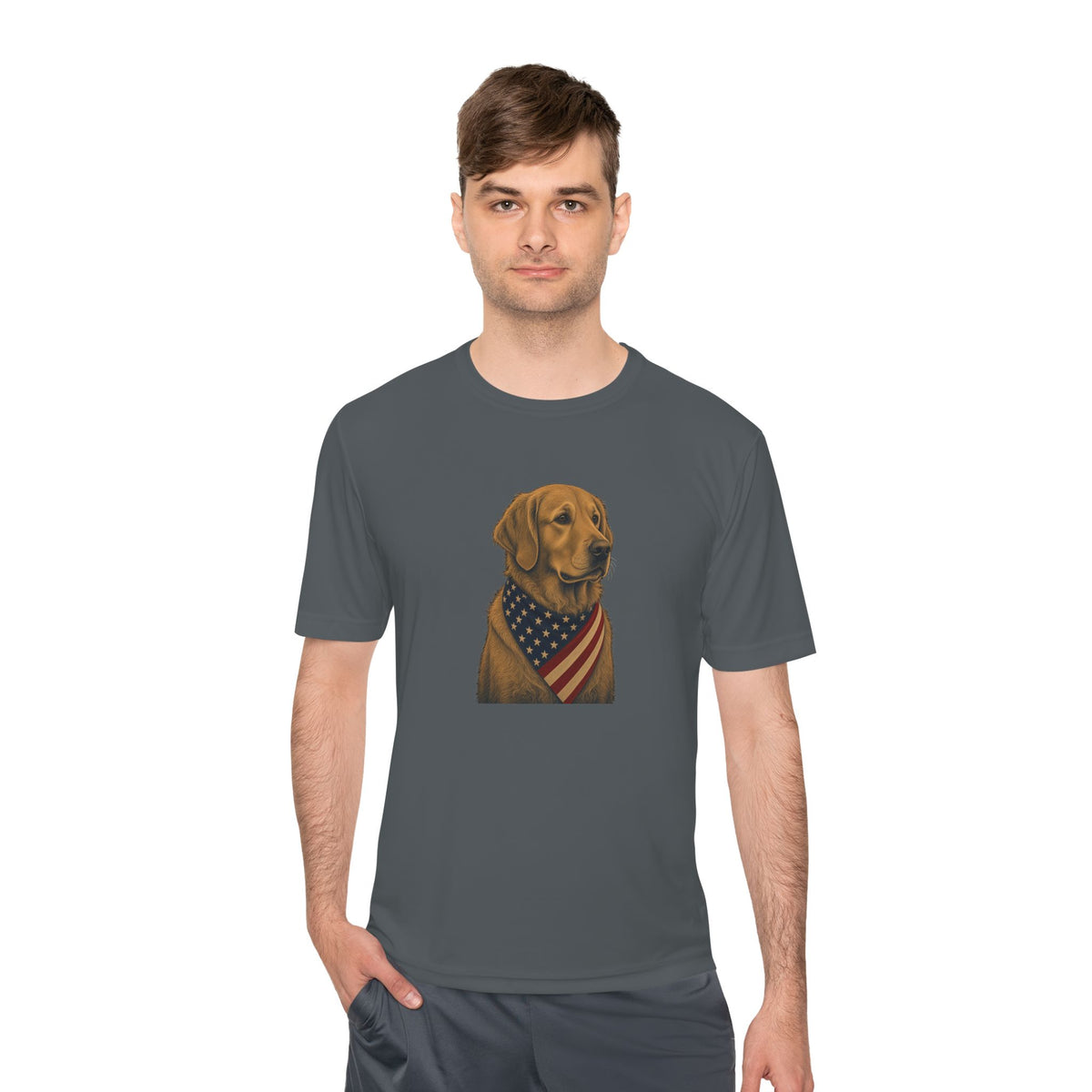 Patriotic Golden Retriever American Flag Bandana Men's Dry-Fit Performance Tee
