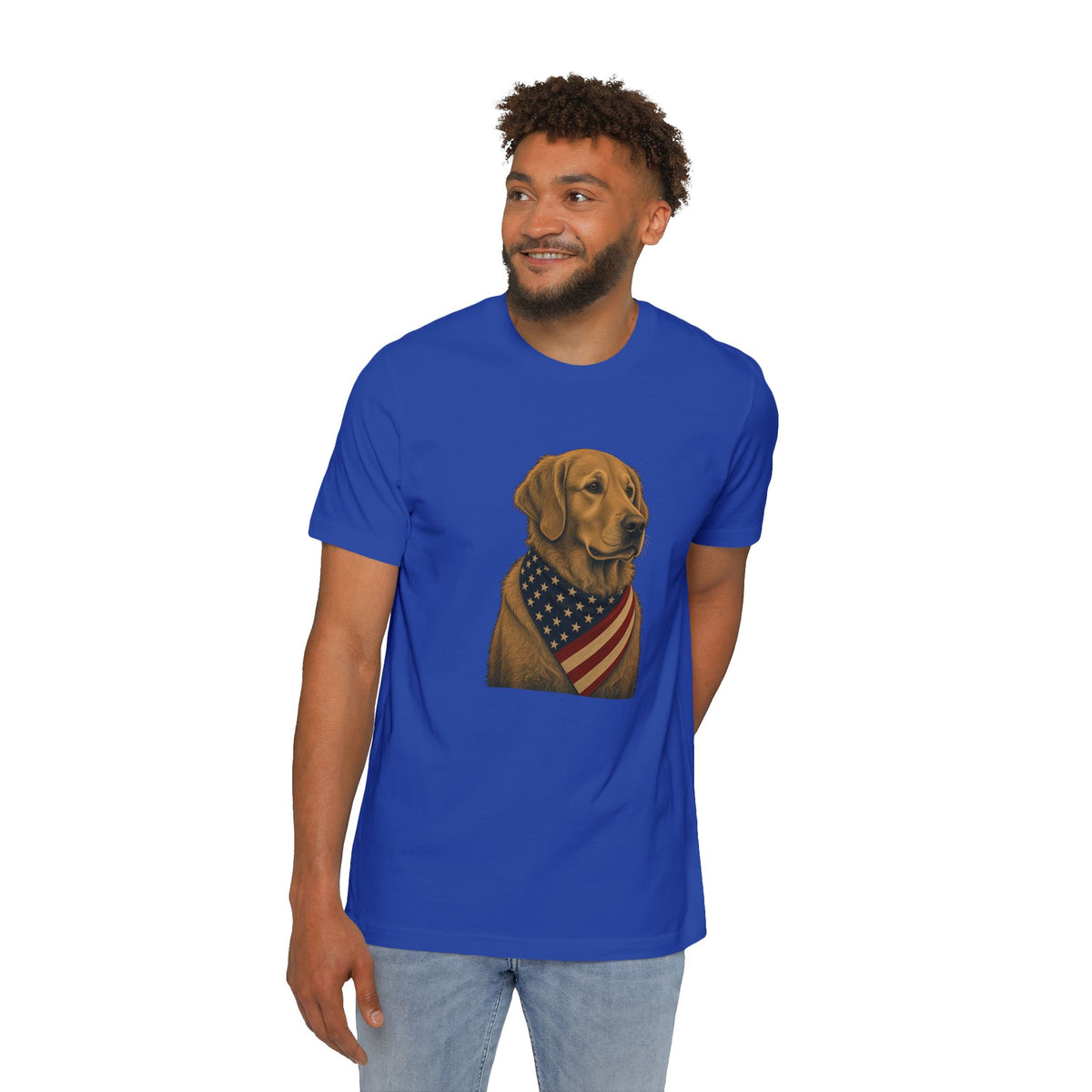 Patriotic Golden Retriever American Flag Bandana Lightweight Tee