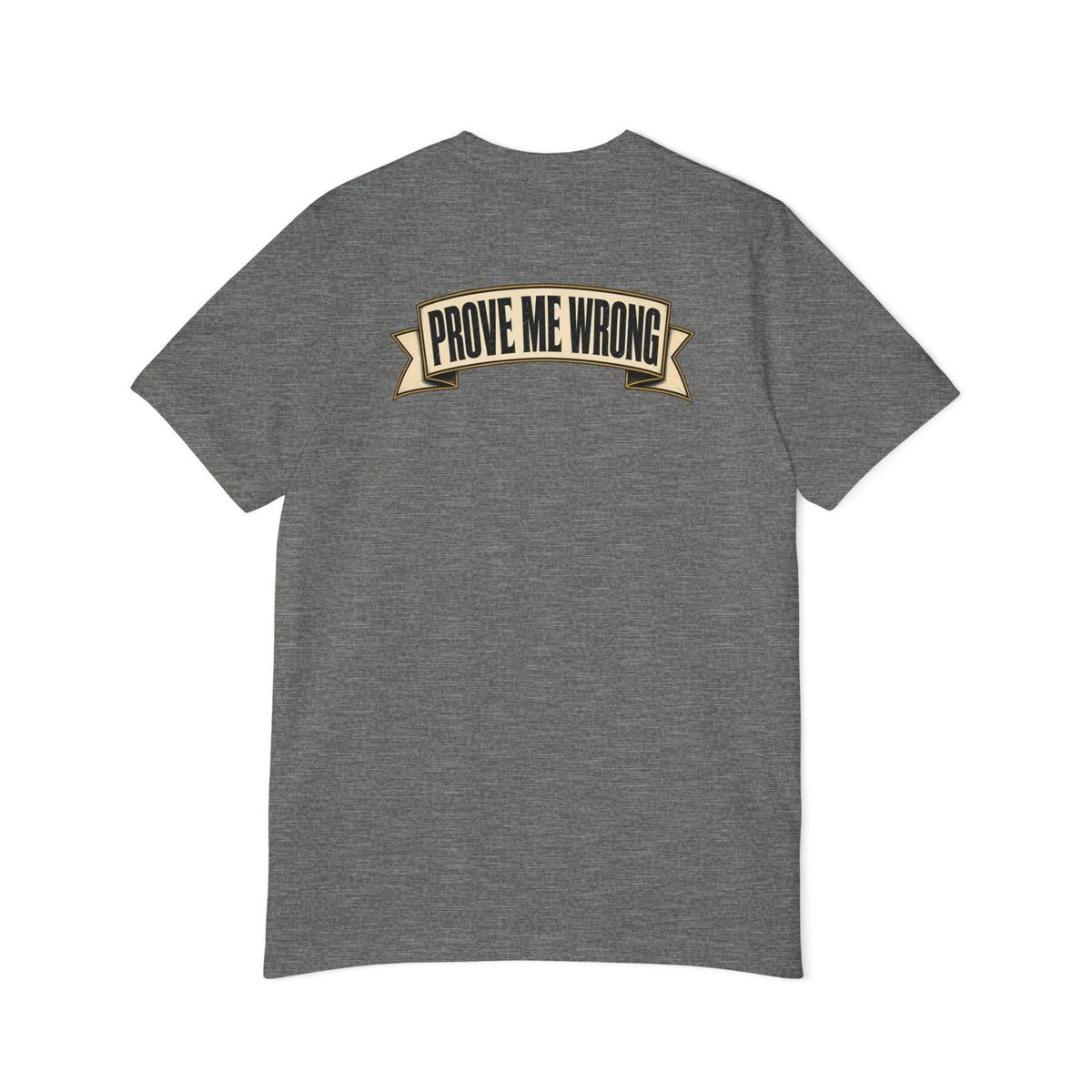 Charlie Kirk Prove Me Wrong Lightweight Tee in Deep Heather – flat back