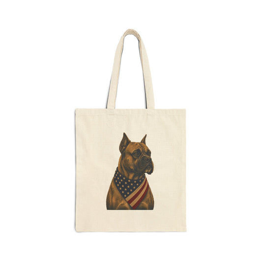 Boxer Patriotic Pup Canvas Tote Bag