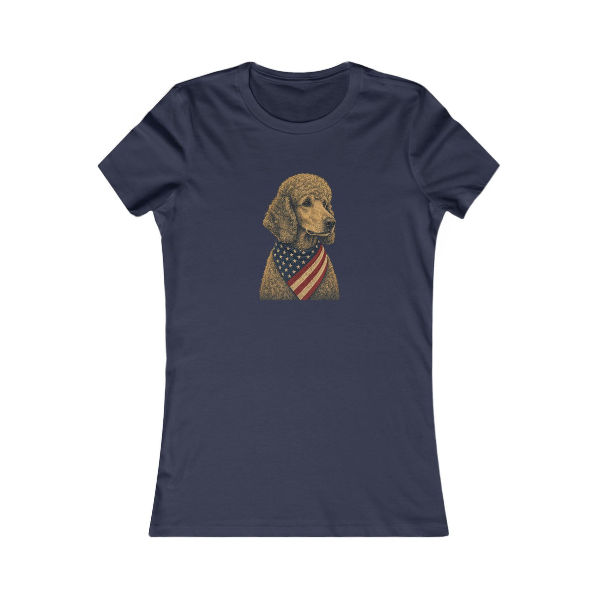 Patriotic Poodle American Flag Bandana Women's Slim Fit Tee