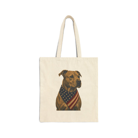 Pit Bull Patriotic Pup Canvas Tote Bag