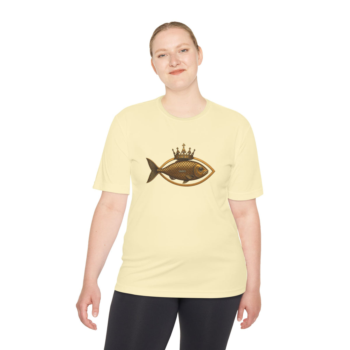 Crowned Ichthys Jesus Fish Men's Dry-Fit Performance Tee
