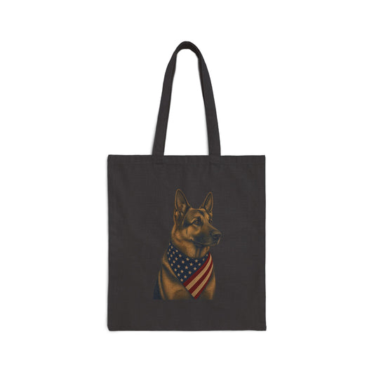 German Shepherd Patriotic Pup Canvas Tote Bag