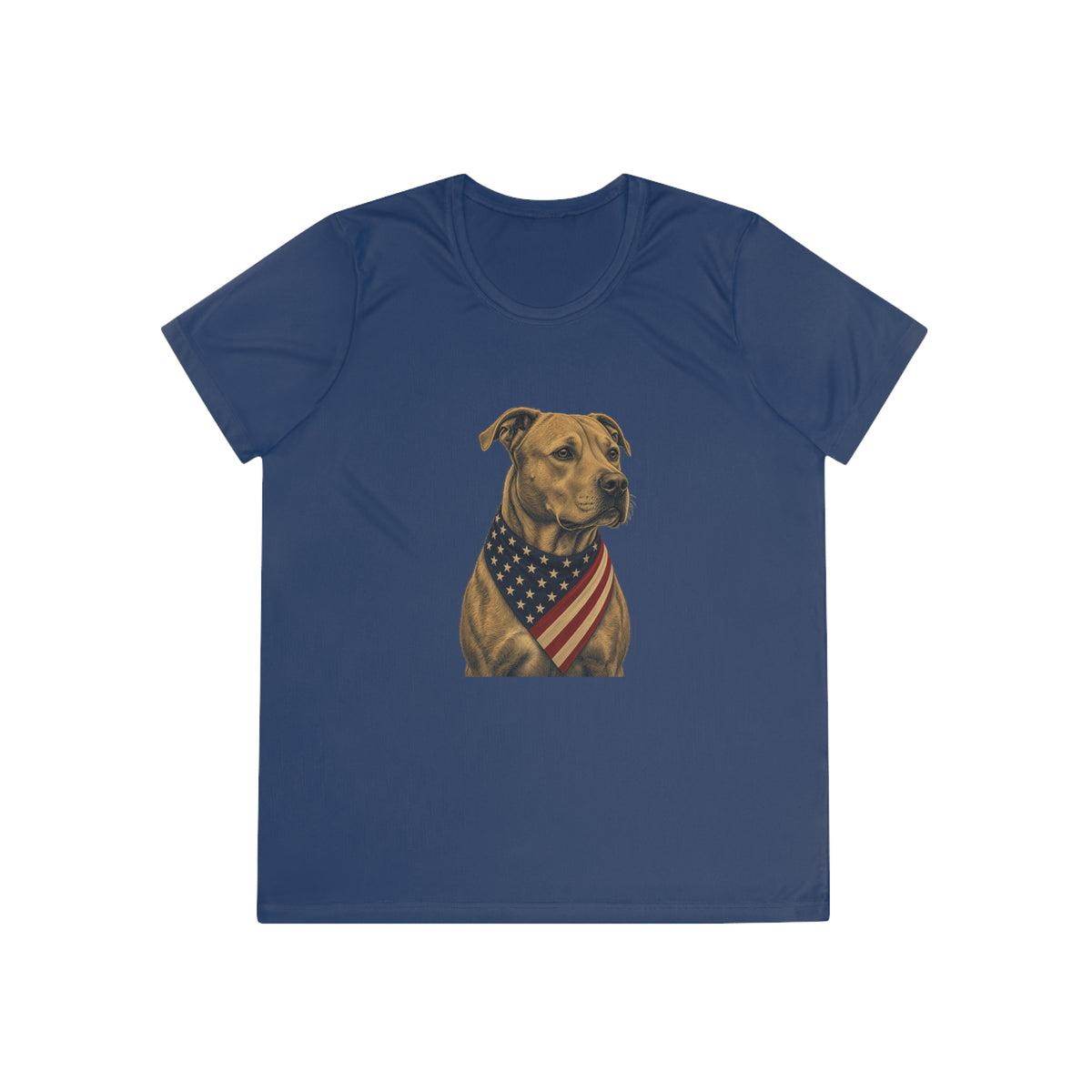 Patriotic Pit Bull American Flag Bandana Women's Dry-Fit Performance Tee