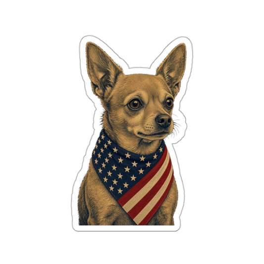 Patriotic Chihuahua American Flag Bandana Die-Cut Sticker