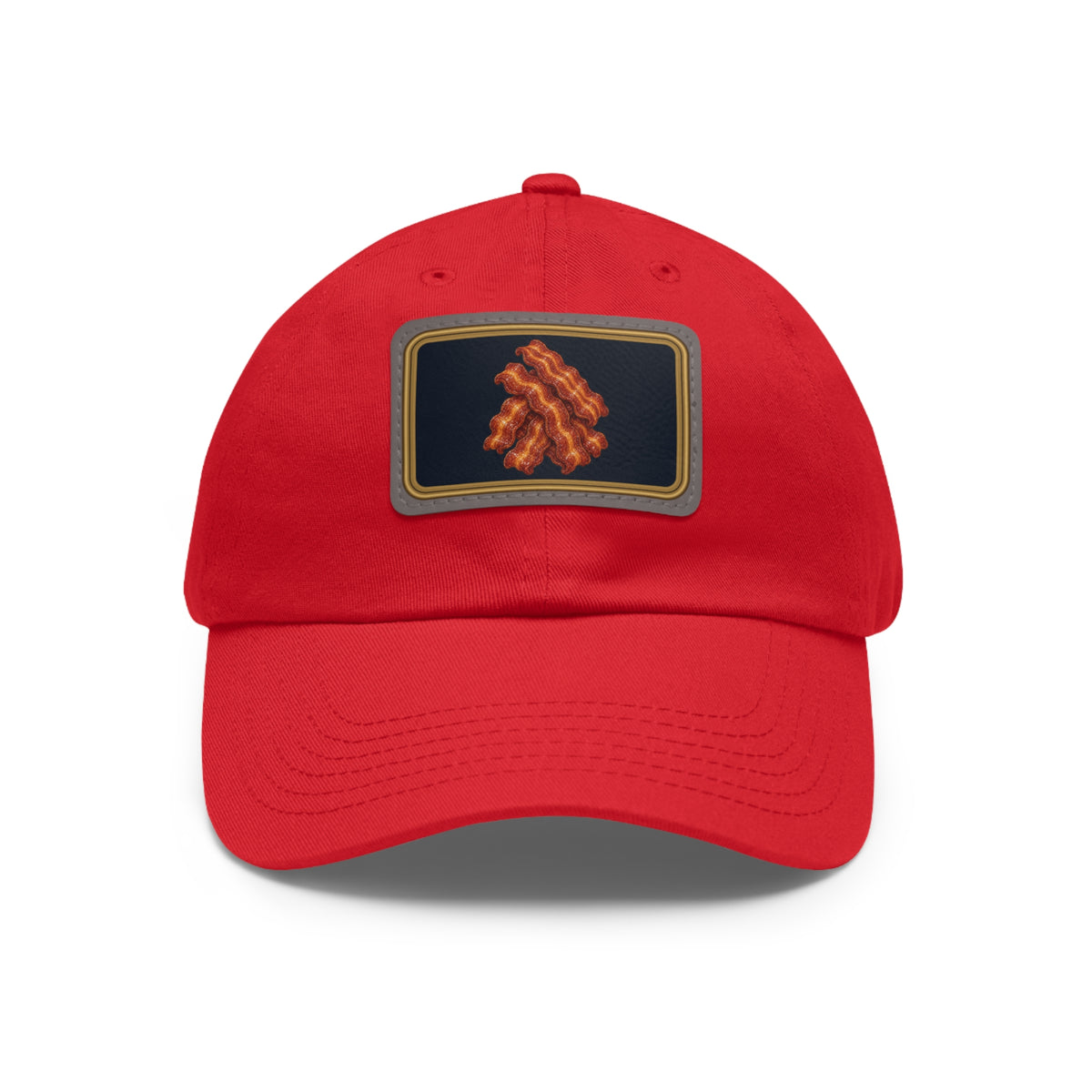 Bacon Pile Faux Leather Patch Dad Hat
