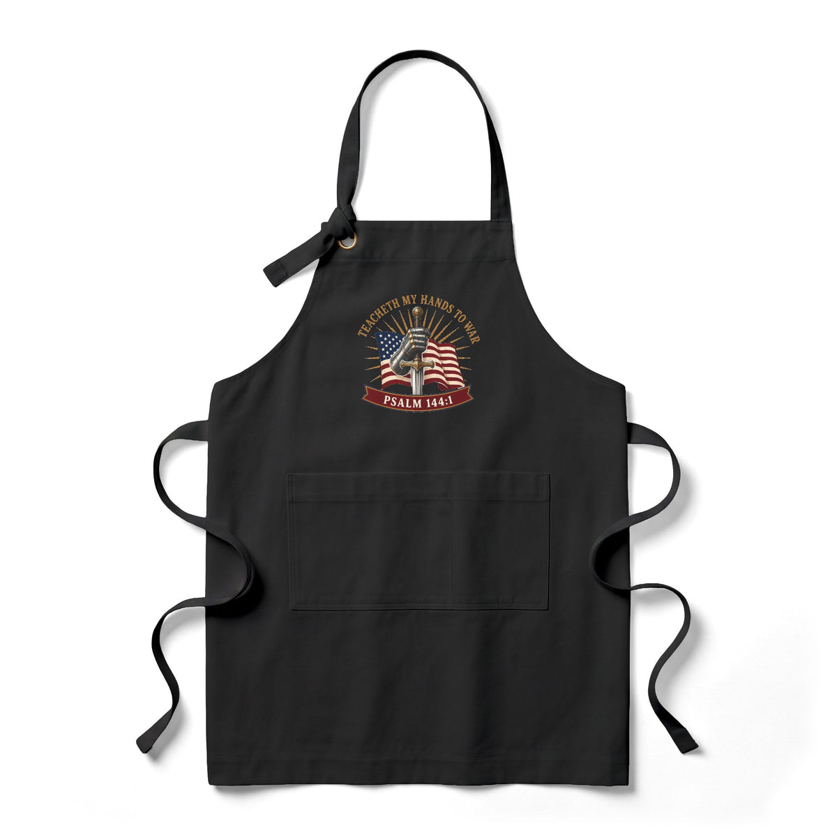 Gauntlet & Flag Psalm 144:1 Heavy Twill Bib Apron