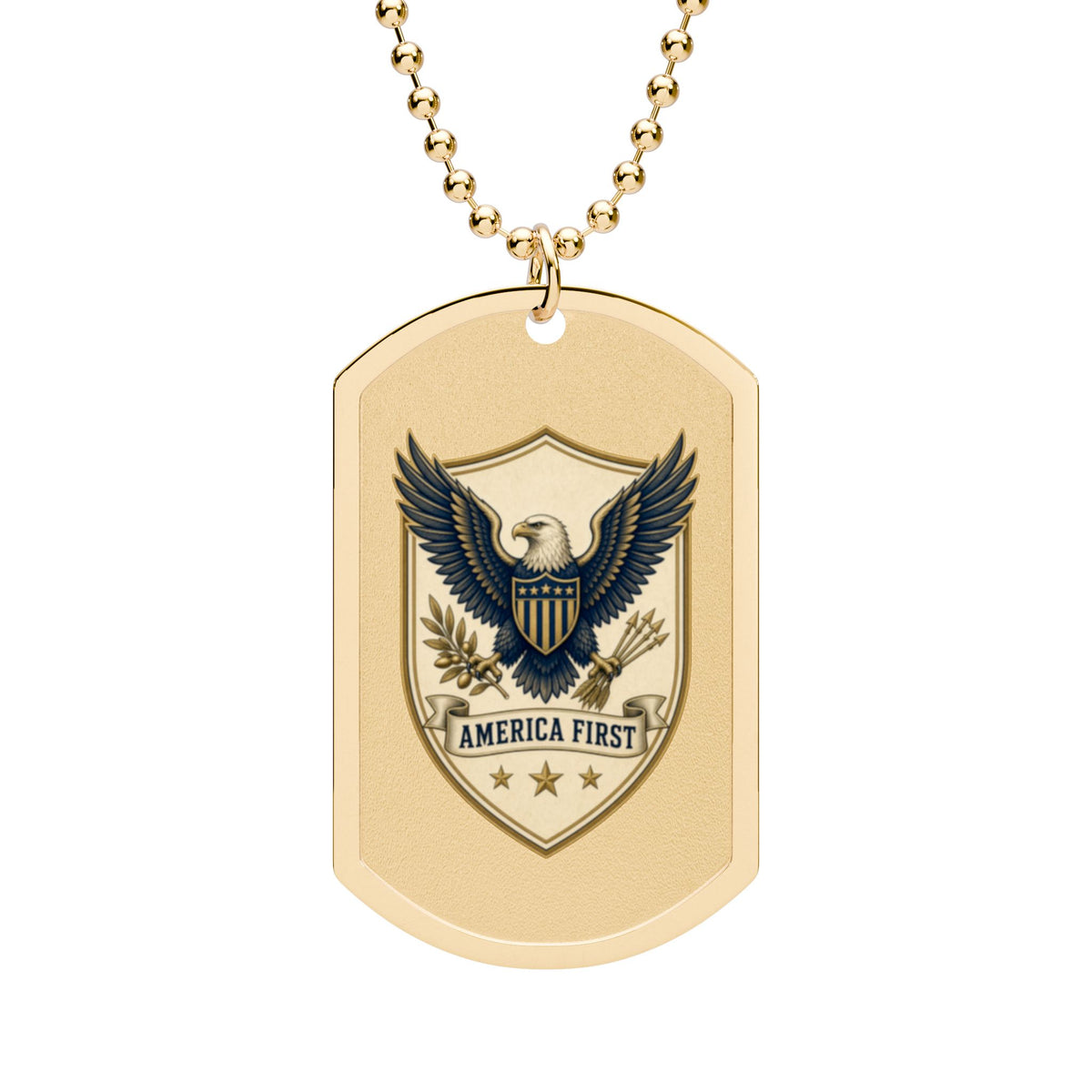 America First Badge Dog Tag Necklace