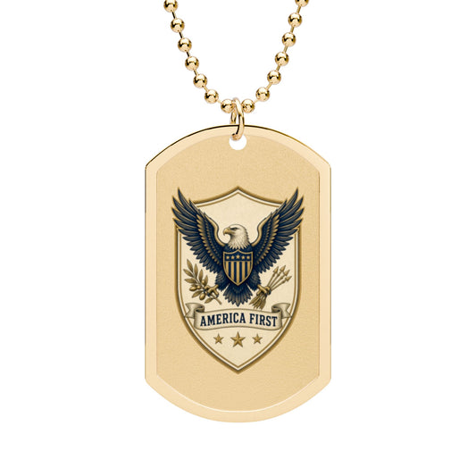 America First Badge Dog Tag Necklace