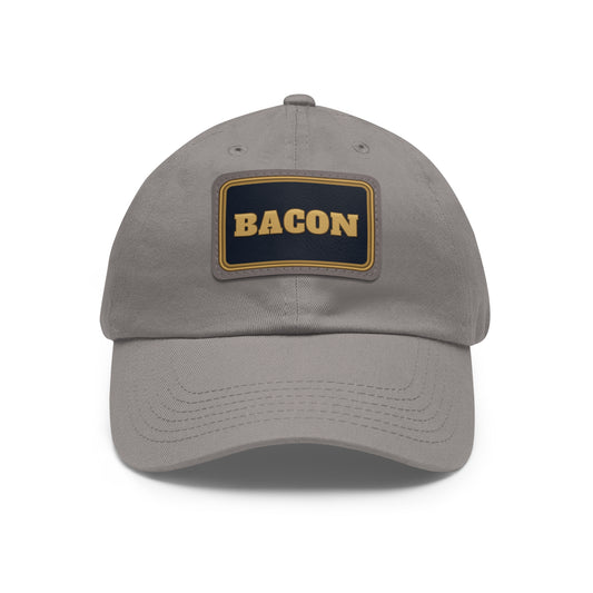 BACON Gold Block Faux Leather Patch Dad Hat