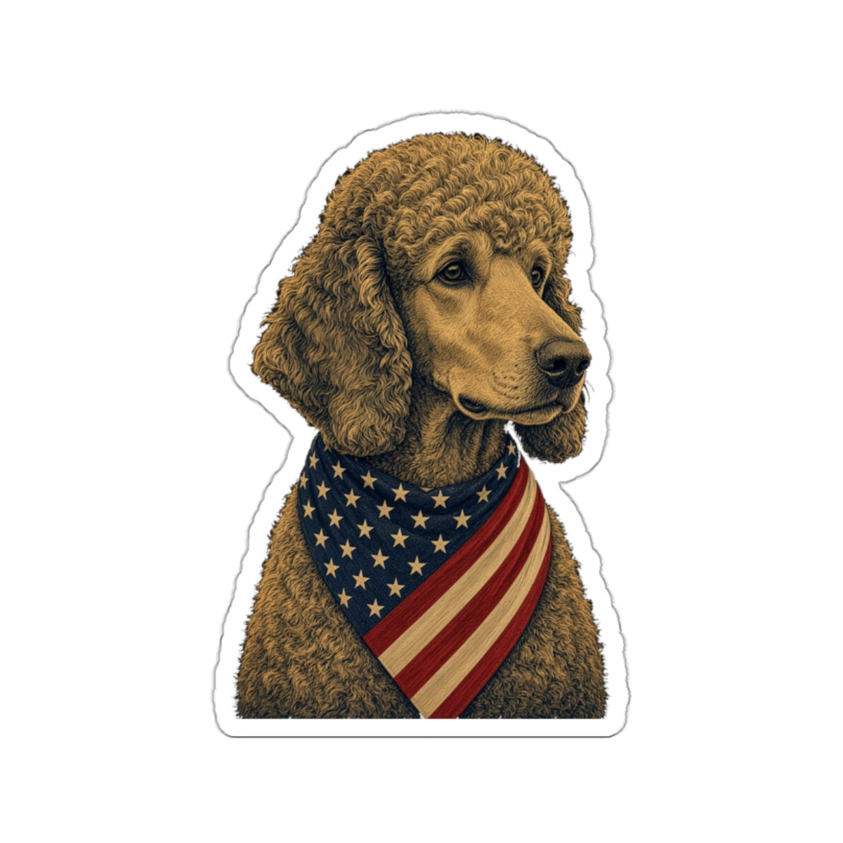 Patriotic Poodle American Flag Bandana Die-Cut Sticker