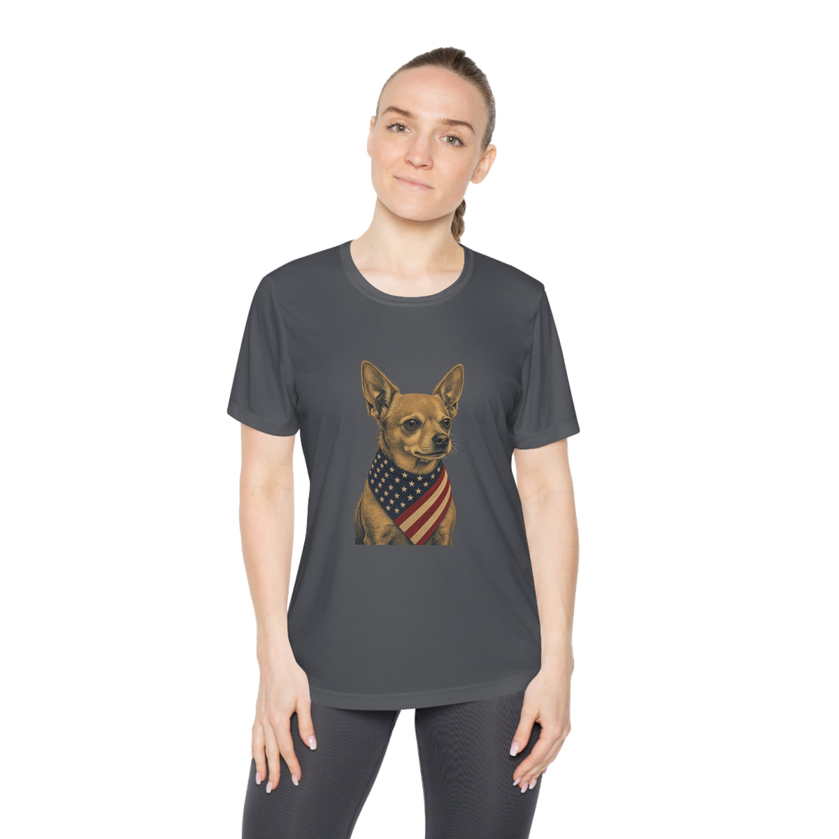 Patriotic Chihuahua American Flag Bandana Women's Dry-Fit Performance Tee
