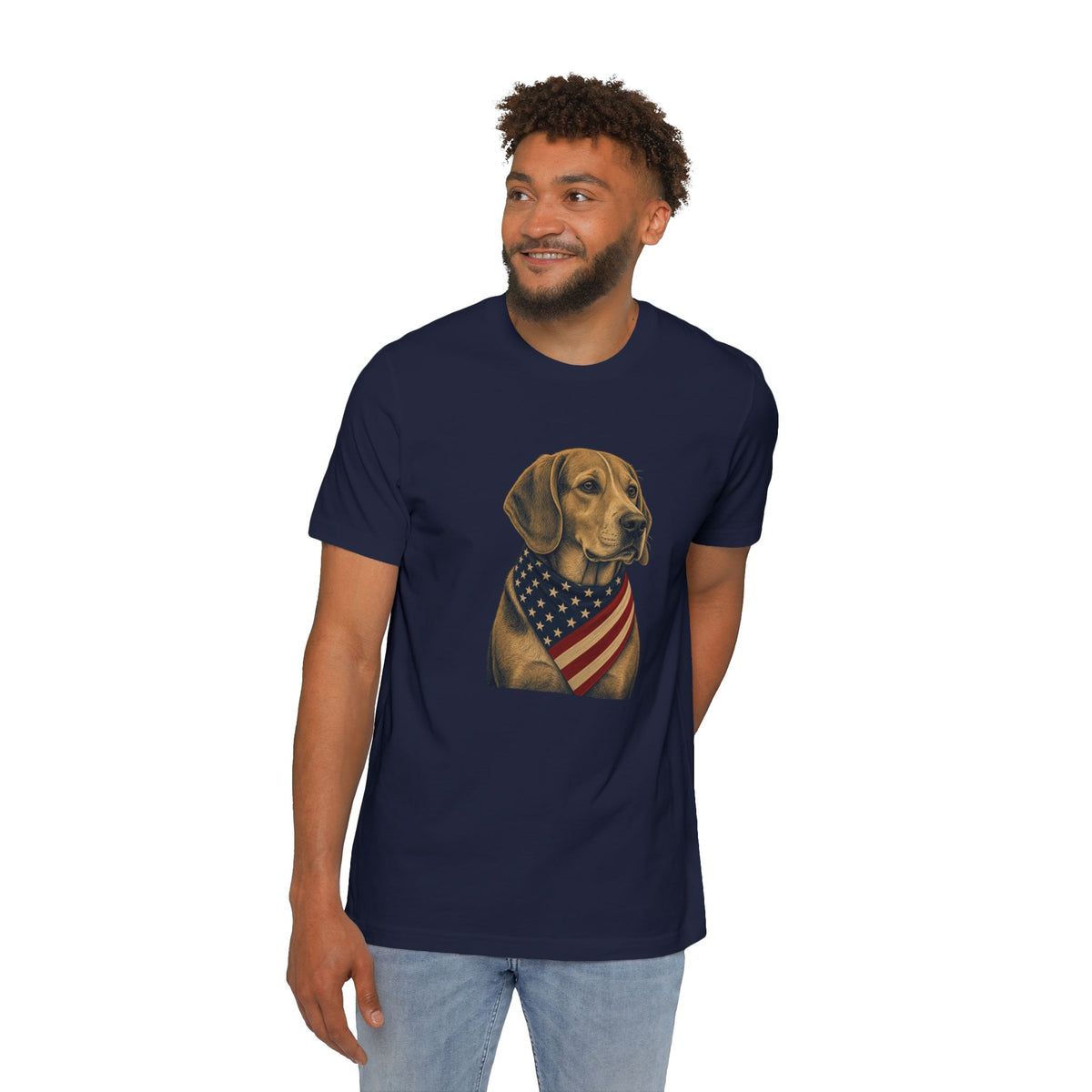 Patriotic Beagle American Flag Bandana Lightweight Tee