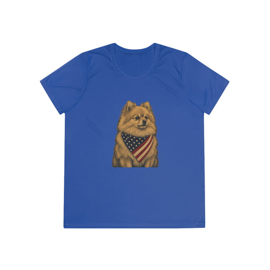 Patriotic Pomeranian American Flag Bandana Women's Dry-Fit Performance Tee