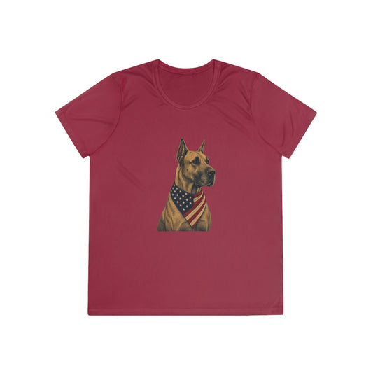 Patriotic Great Dane American Flag Bandana Women's Dry-Fit Performance Tee