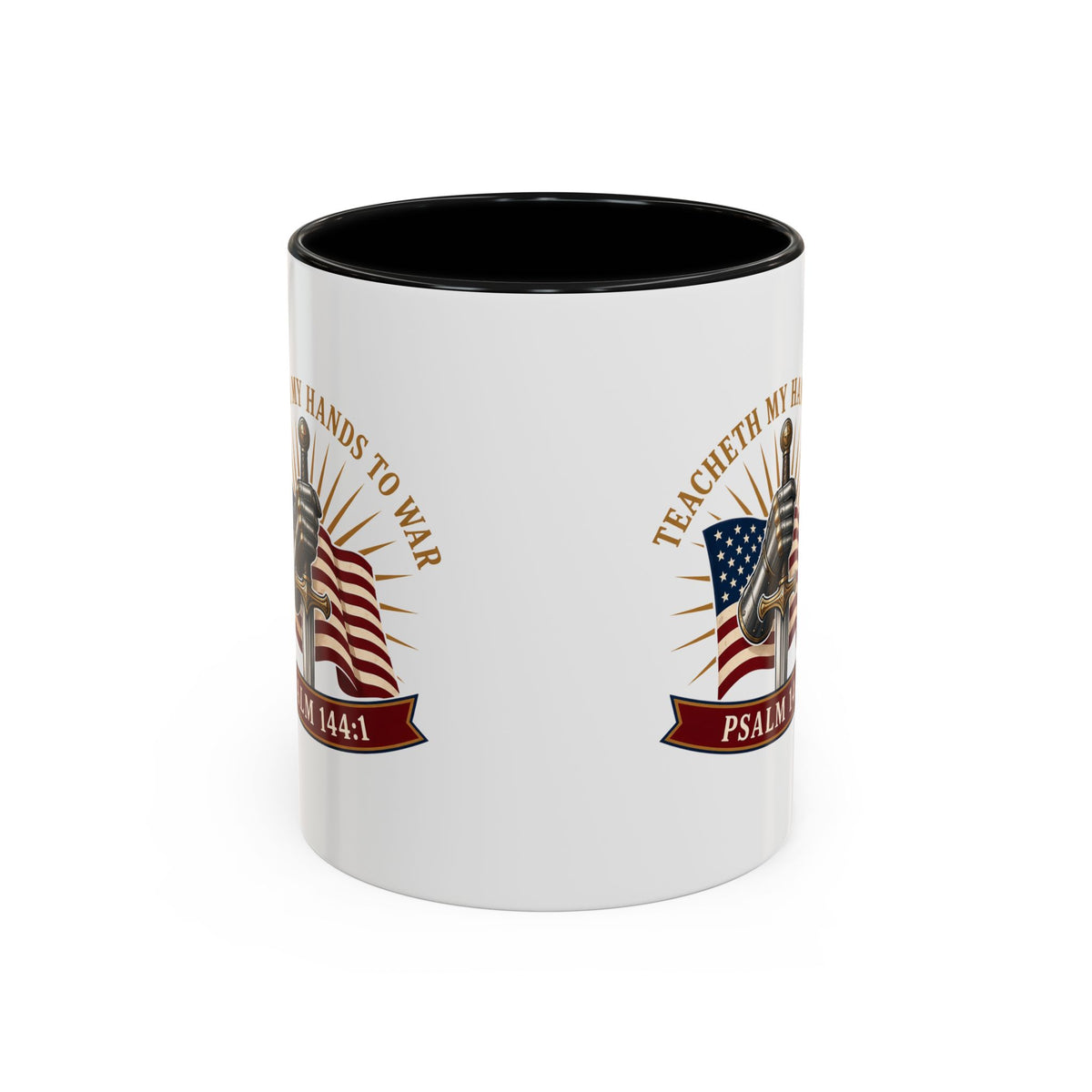 Gauntlet & Flag Psalm 144:1 Accent Mug