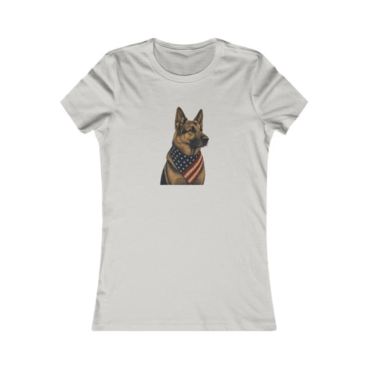 Patriotic German Shepherd American Flag Bandana Women's Slim Fit Tee