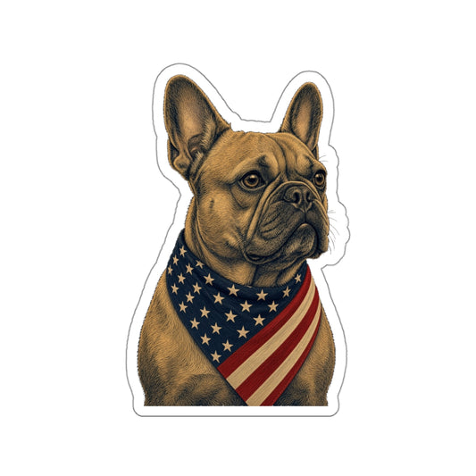 Patriotic French Bulldog American Flag Bandana Die-Cut Sticker