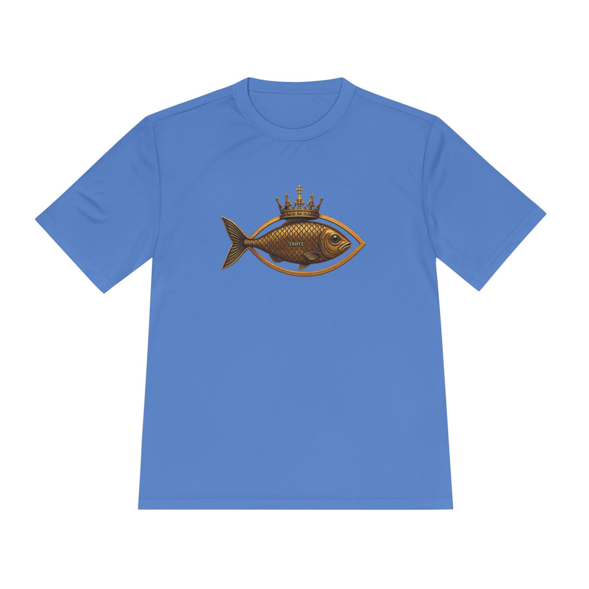 Crowned Ichthys Jesus Fish Men's Dry-Fit Performance Tee
