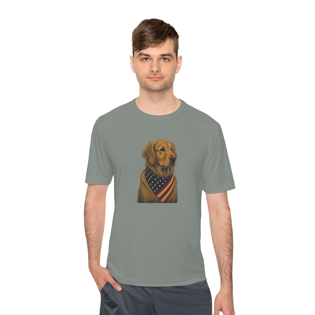 Patriotic Golden Retriever American Flag Bandana Men's Dry-Fit Performance Tee