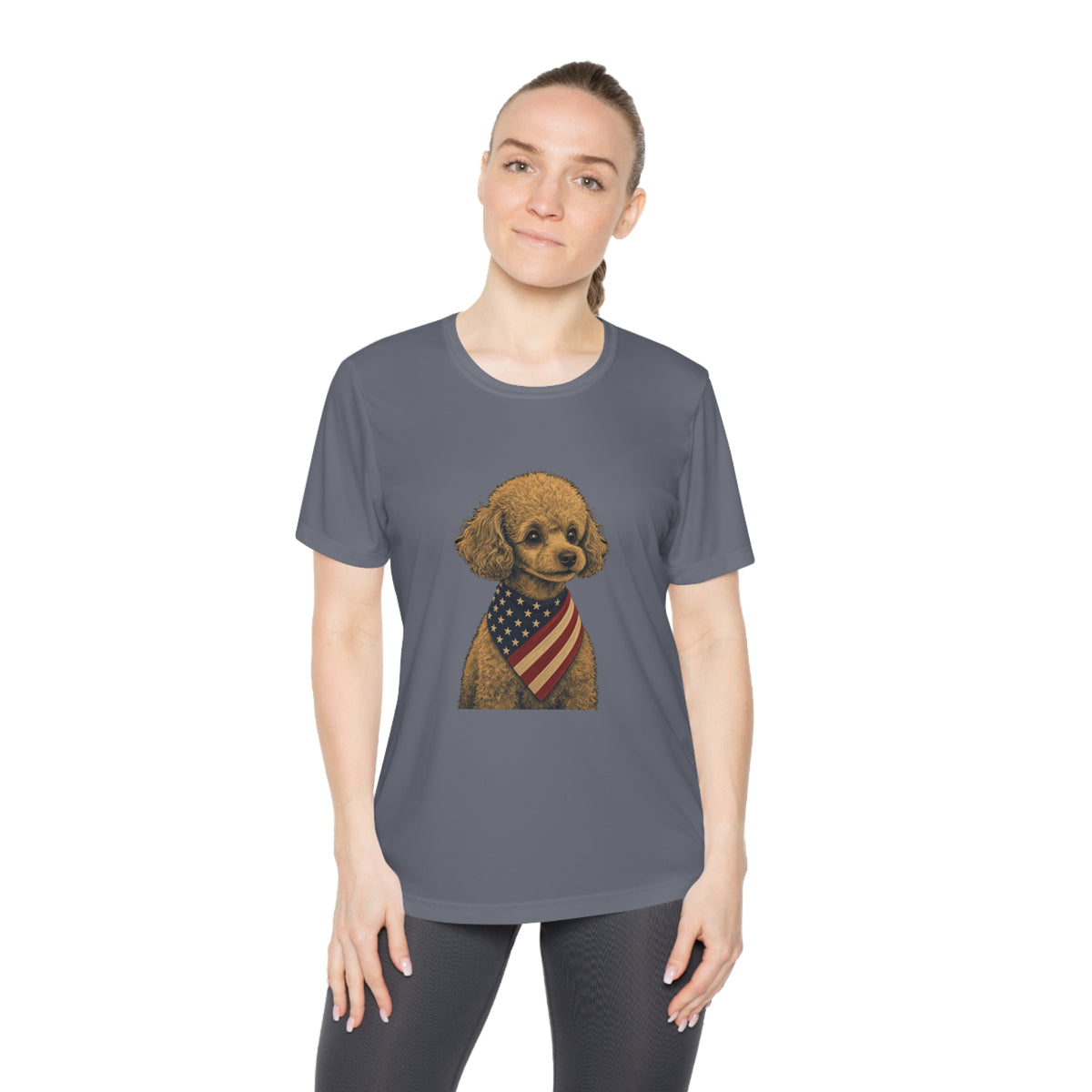 Patriotic Toy Poodle American Flag Bandana Women's Dry-Fit Performance Tee