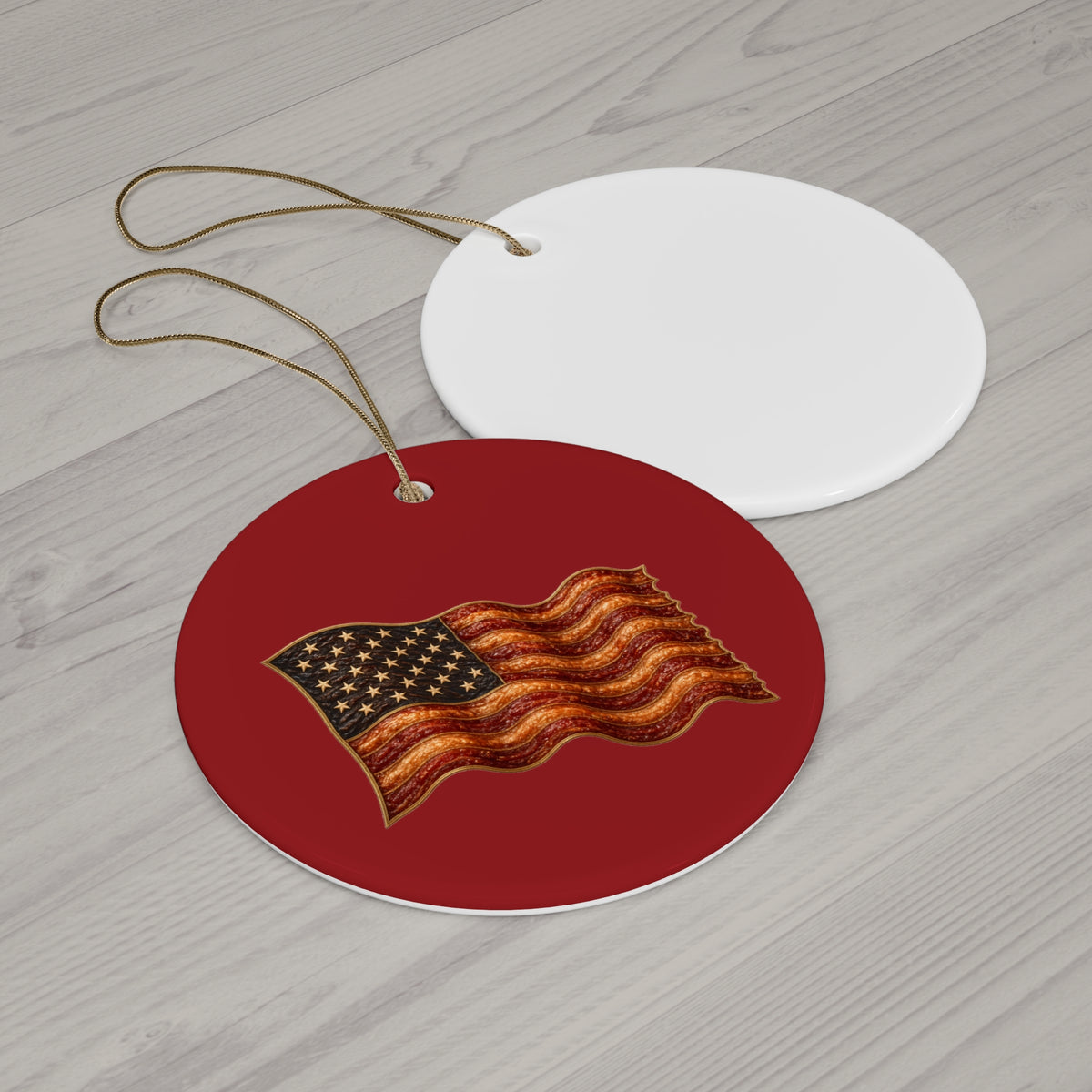 Bacon Flag Ceramic Christmas Ornament