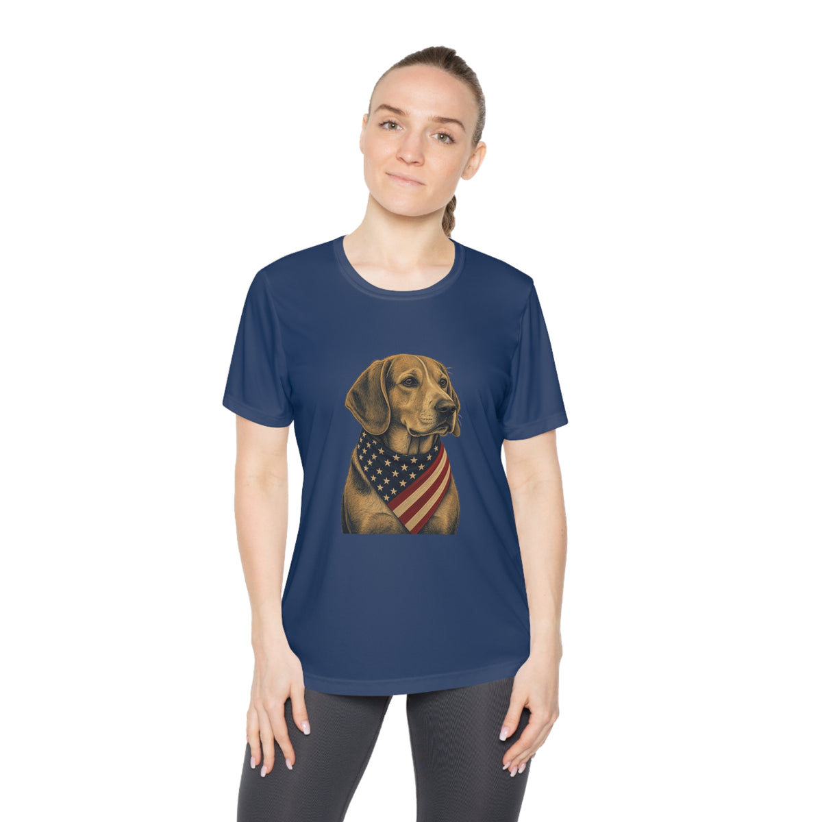 Patriotic Beagle American Flag Bandana Women's Dry-Fit Performance Tee
