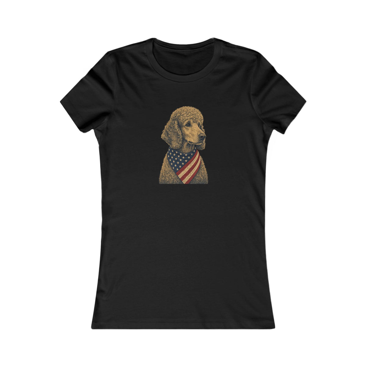 Patriotic Poodle American Flag Bandana Women's Slim Fit Tee