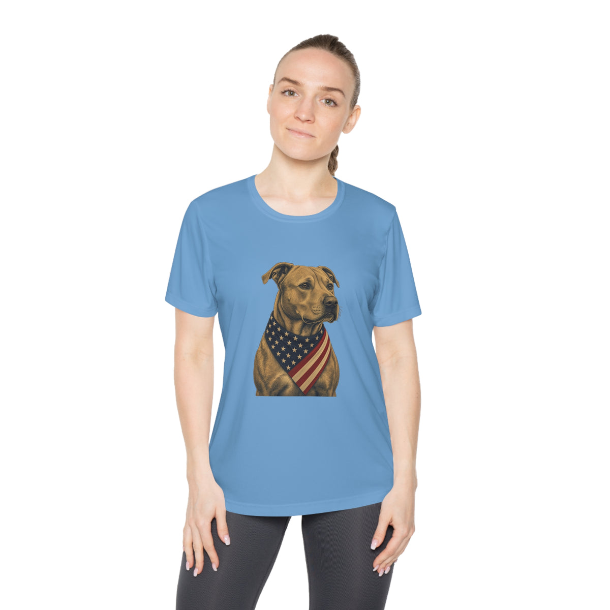 Patriotic Pit Bull American Flag Bandana Women's Dry-Fit Performance Tee