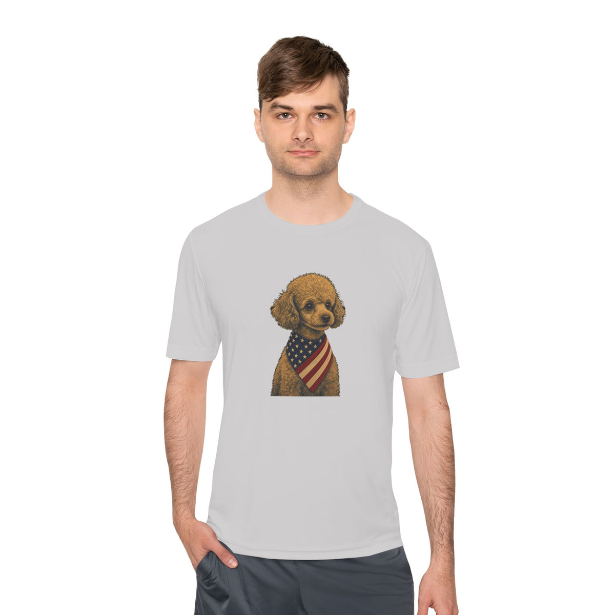 Patriotic Toy Poodle American Flag Bandana Men's Dry-Fit Performance Tee