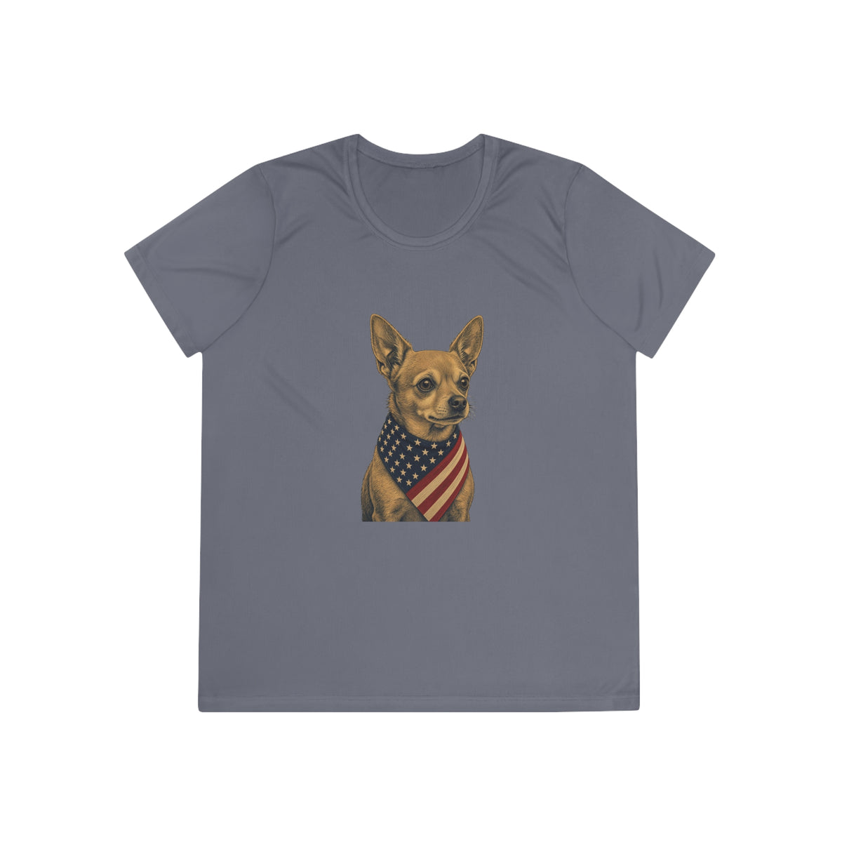 Patriotic Chihuahua American Flag Bandana Women's Dry-Fit Performance Tee