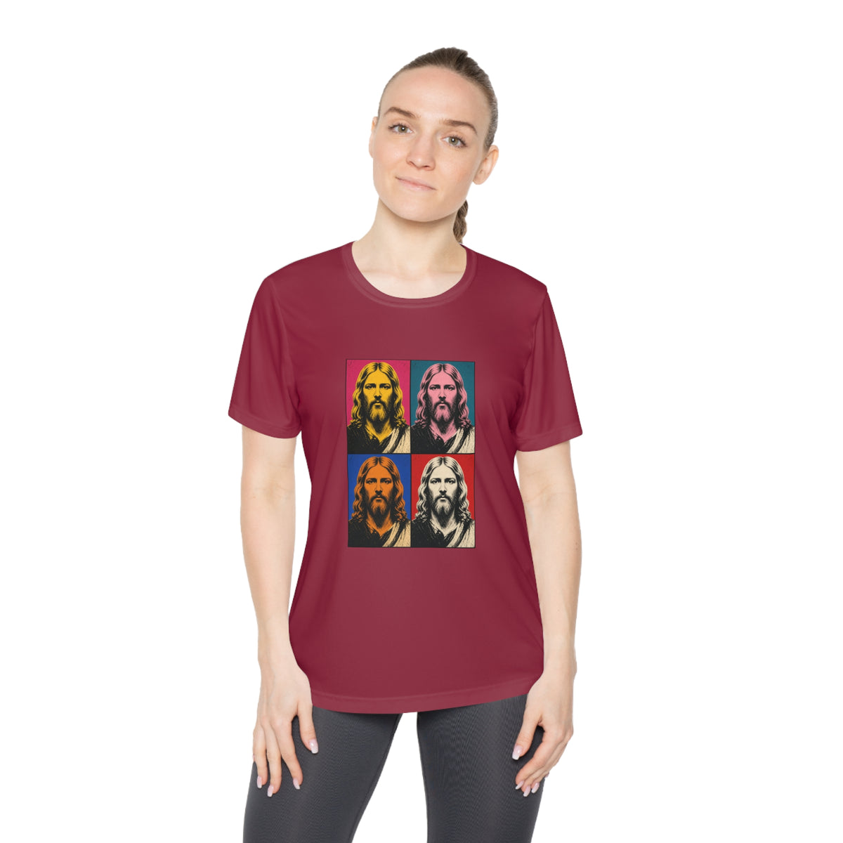 Jesus Pop Art Grid Women's Dry-Fit Performance Tee