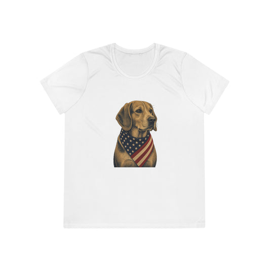 Patriotic Beagle American Flag Bandana Women's Dry-Fit Performance Tee