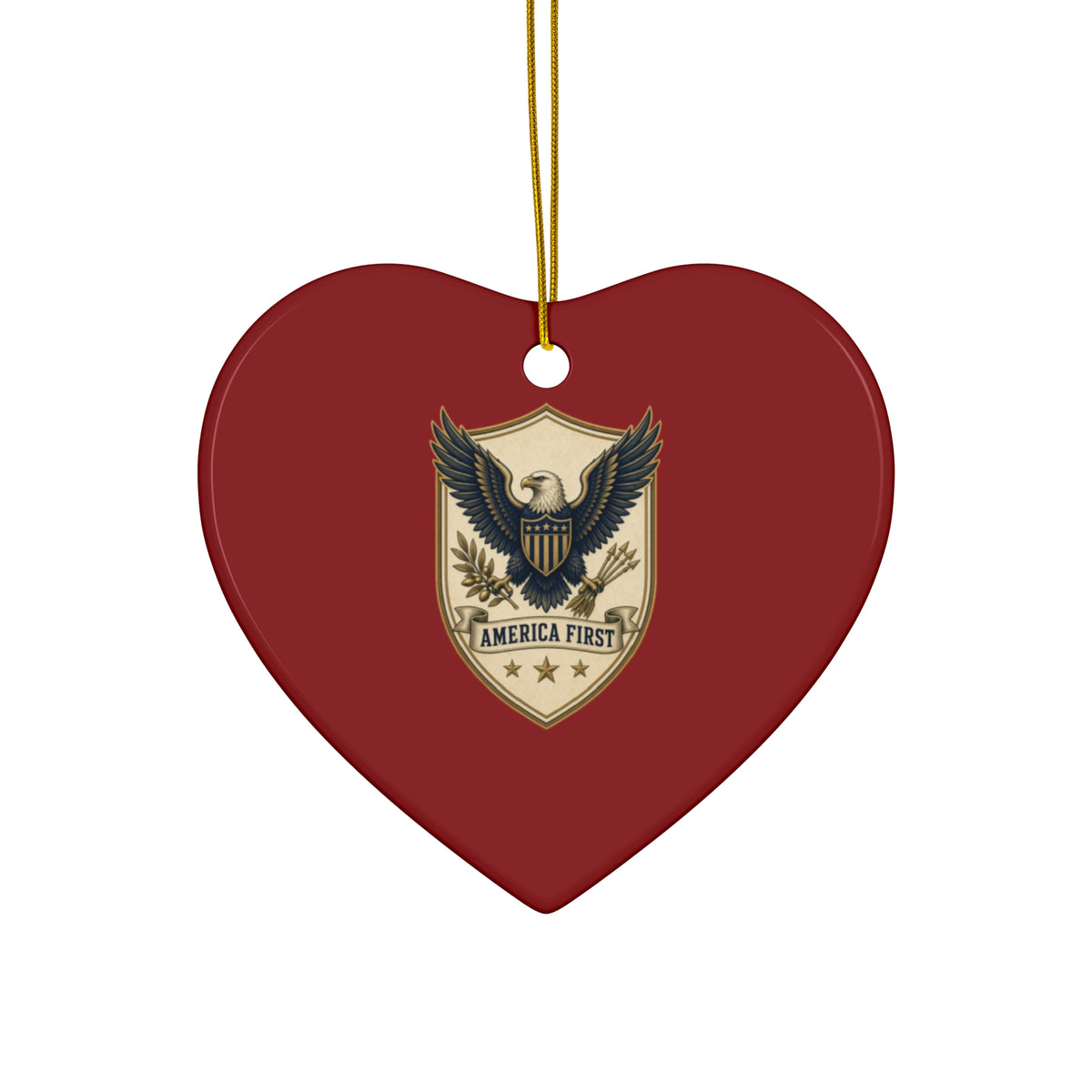 America First Badge Ceramic Christmas Ornament